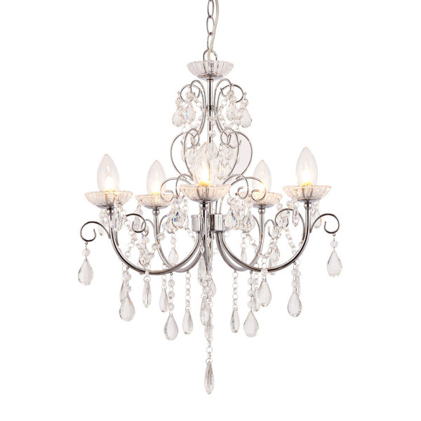 Lampa wisząca TABITHA kryształki chromowana 5xG9x8W IP44 Endon 1023769