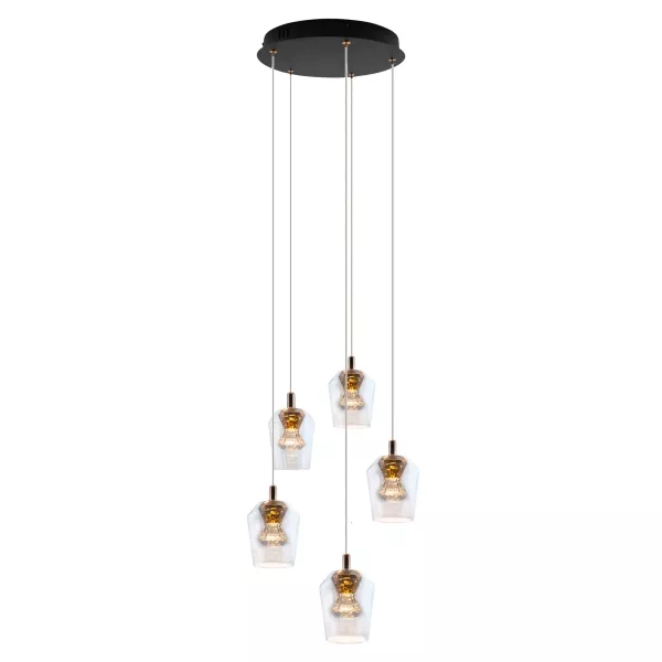Lampa Wisząca Tasa Round 5xLED czarna PL0144-5 542542