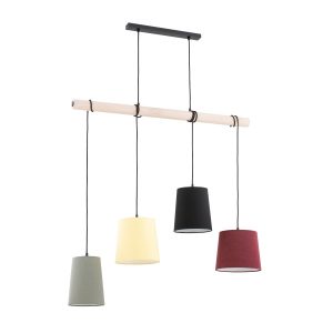 Lampa wisząca TENDER drewniana belka multikolor 4xE27x15W IP20 Alfa 1025310