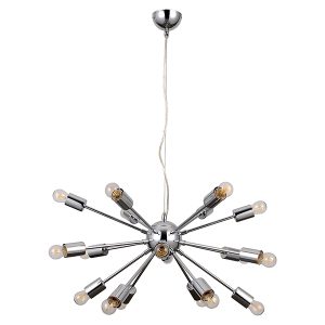 Lampa wisząca Theo 18-punktowa stalowa srebrna 34883 Lampa wisząca Theo 18-punktowa stalowa srebrna 34883