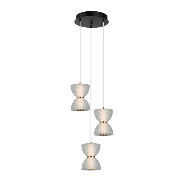 Lampa wisząca TICA biało-czarna-złota LED 3x22W Ciepła biel 950lm Italux 837946