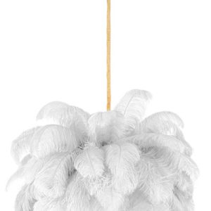 Lampa wisząca TIFFANY 135 biała mosiądz / naturalne pióra 148106
