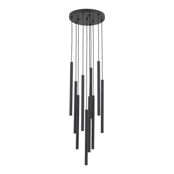 Lampa Wisząca Tk Lighting Ferro Na Kole Czarna Ryflowana Tuba Rurka 10X G9 964496