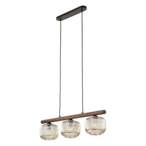 Lampa Wisząca Tk Lighting Salvia Brązowe Klosze Drewniana Belka 3Xe14 994313 Lampa Wisząca Tk Lighting Salvia Brązowe Klosze Drewniana Belka 3Xe14 994313