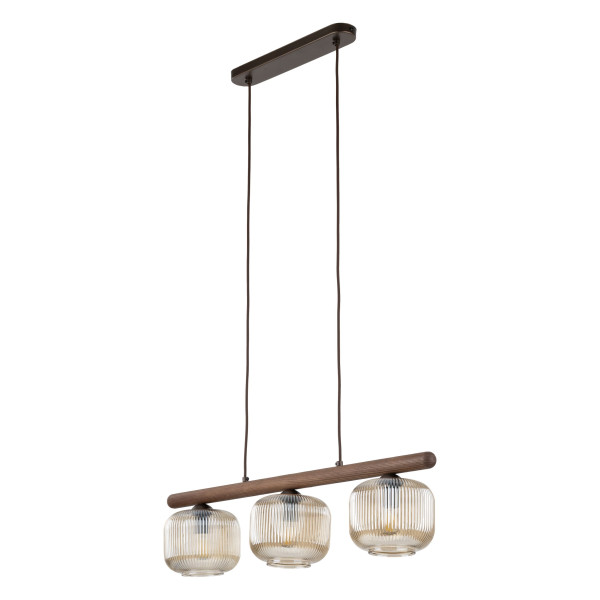Lampa Wisząca Tk Lighting Salvia Brązowe Klosze Drewniana Belka 3Xe14 994313