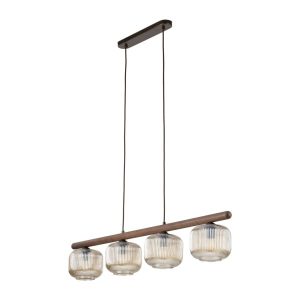 Lampa Wisząca Tk Lighting Salvia Koniakowe Ryflowane Klosze Drewno Belka 994290 Lampa Wisząca Tk Lighting Salvia Koniakowe Ryflowane Klosze Drewno Belka 994290