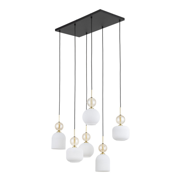 Lampa Wisząca Tk Lighting Sophia Koniakowa Biała 6Xe14 Ryflowane Klosze 994275