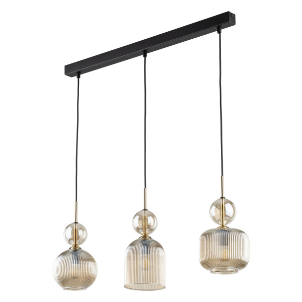 Lampa Wisząca Tk Lighting Sophia Koniakowy Ryflowany Klosz Listwa 3Xe14 994298