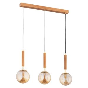 Lampa wisząca TORI jasne drewno-bursztynowy-złota 3xE14x10W IP20 Alfa 984928 Lampa wisząca TORI jasne drewno-bursztynowy-złota 3xE14x10W IP20 Alfa 984928
