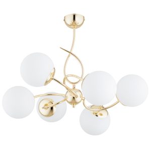 Lampa wisząca TORNADO kule mosiężno-złota 6xE14x10W IP20 Alfa 1012203 Lampa wisząca TORNADO kule mosiężno-złota 6xE14x10W IP20 Alfa 1012203