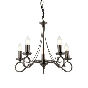 Lampa wisząca TRAFFORD postarzana srebrna 5xE14x15W IP20 Endon 1025676 Lampa wisząca TRAFFORD postarzana srebrna 5xE14x15W IP20 Endon 1025676