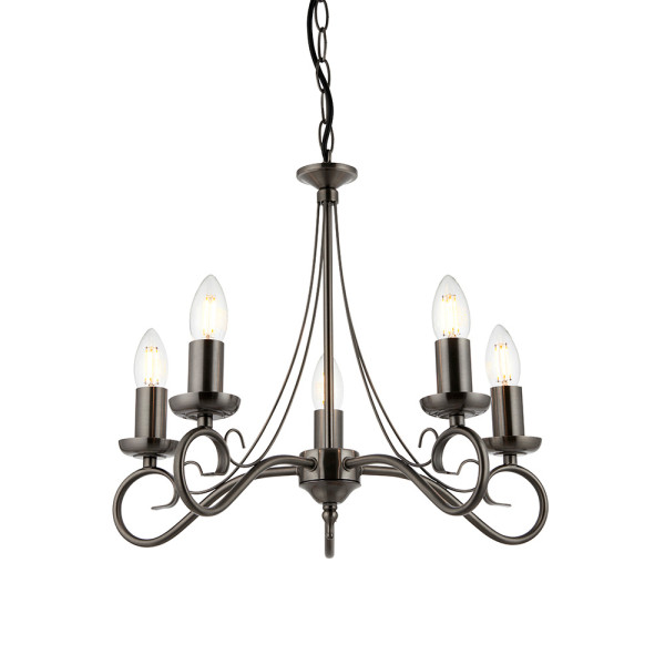 Lampa wisząca TRAFFORD postarzana srebrna 5xE14x15W IP20 Endon 1025676