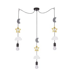 Lampa wisząca Trio kolorowe ozdoby czarna 3xE27x20W IP20 Candellux 989868