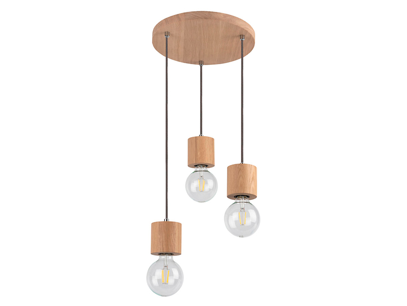 Lampa wisząca Trongo Round3-punktowa drewniana brązowa 33683
