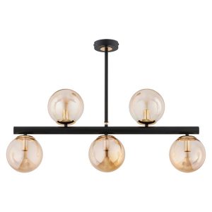 Lampa wisząca TUKANE czarna-stare złoto 5xE14x10W wym:54x15x81cm IP20 Alfa 1025279 Lampa wisząca TUKANE czarna-stare złoto 5xE14x10W wym:54x15x81cm IP20 Alfa 1025279