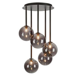 Lampa wisząca Universe 5-punktowa szklana czarna 39339 Lampa wisząca Universe 5-punktowa szklana czarna 39339
