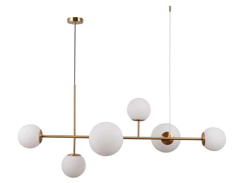 Lampa wisząca Vailante 6-punktowa szklana biało-miedziana 47982