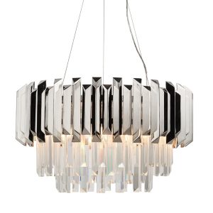 Lampa wisząca VALETTA pryzmaty srebrna 6xE14x15W wym:190x67x67cm IP20 Endon 1025569