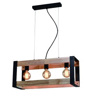 Lampa wisząca Varna 3-punktowa stalowa drewniana 524322 Lampa wisząca Varna 3-punktowa stalowa drewniana 524322