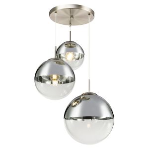 Lampa wisząca Varus 3-punktowa szklana srebrna 38011 Lampa wisząca Varus 3-punktowa szklana srebrna 38011
