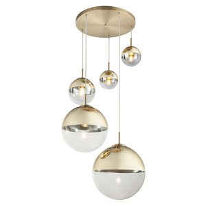 Lampa wisząca Varus 5-punktowa szklana złota 51572 Lampa wisząca Varus 5-punktowa szklana złota 51572
