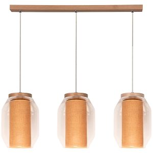 Lampa wisząca Vaso Jute3-punktowa drewniana beżowa 56057 Lampa wisząca Vaso Jute3-punktowa drewniana beżowa 56057