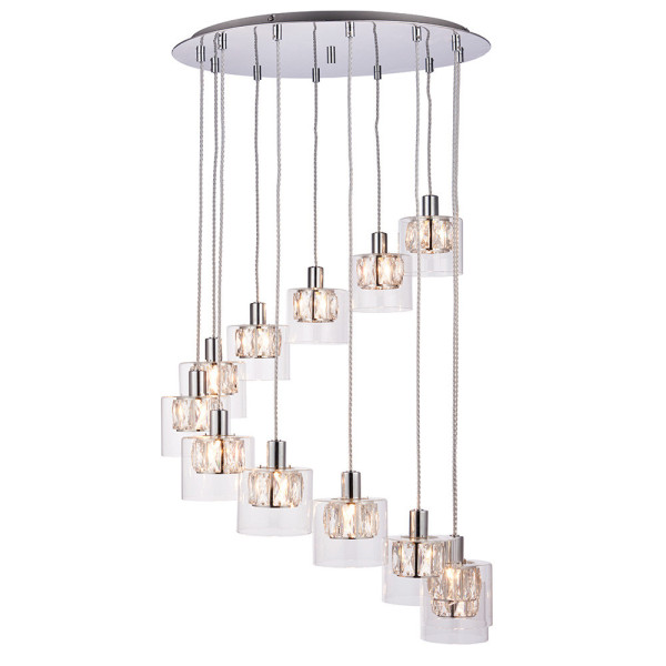 Lampa wisząca VERINA kryształowe klosze chromowana 12xG9x8W IP20 Endon 1019444