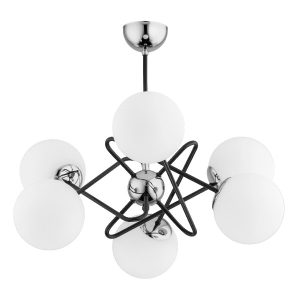 Lampa wisząca VIRGINIA chromowana czarna-dymiona 6xE14x10W IP20 Alfa 984886 Lampa wisząca VIRGINIA chromowana czarna-dymiona 6xE14x10W IP20 Alfa 984886