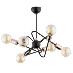 Lampa wisząca VIRGINIA miedziane wstawki czarna 6xE27x15W IP20 Alfa 984933 Lampa wisząca VIRGINIA miedziane wstawki czarna 6xE27x15W IP20 Alfa 984933