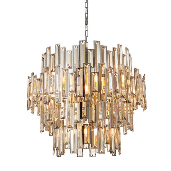 Lampa wisząca VIVIANA kryształy chromowana-szampańska 15xE14x15W IP20 Endon 1025522