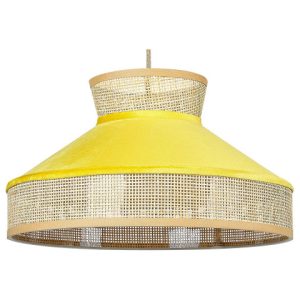 Lampa wisząca welurowy klosz naturalny z żółtym 60805
