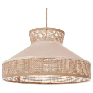 Lampa wisząca welurowy klosz naturalny z żółtym 177333