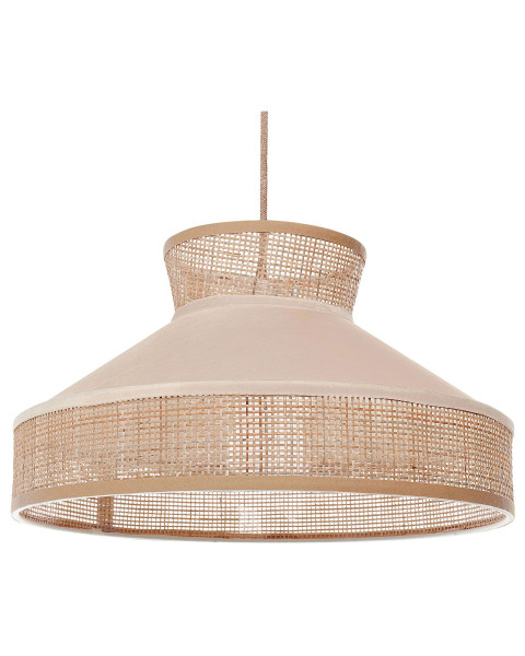 Lampa wisząca welurowy klosz naturalny z żółtym 177333