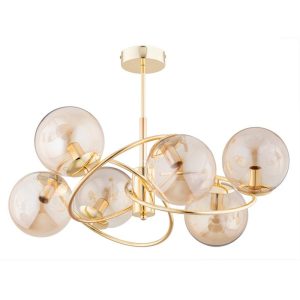 Lampa wisząca WIROMAT złoto-bursztynowa 6xE14x10W wym:40x66x66cm IP20 Alfa 1048914 Lampa wisząca WIROMAT złoto-bursztynowa 6xE14x10W wym:40x66x66cm IP20 Alfa 1048914