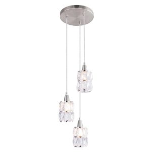 Lampa wisząca Wolli 3-punktowa metalowa srebrna 42317 Lampa wisząca Wolli 3-punktowa metalowa srebrna 42317