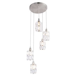 Lampa wisząca Wolli 5-punktowa szklana srebrna 42318 Lampa wisząca Wolli 5-punktowa szklana srebrna 42318