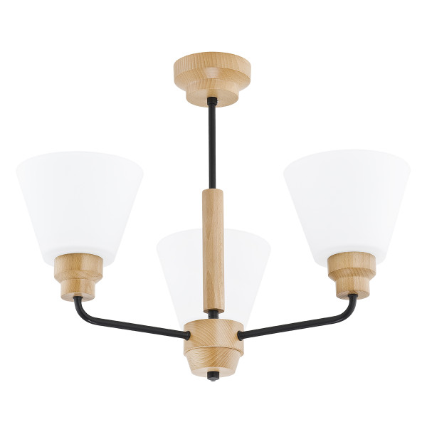 Lampa wisząca WOODY odwrócone klosze jasne drewno 3xE27x15W IP20 Alfa 1025590