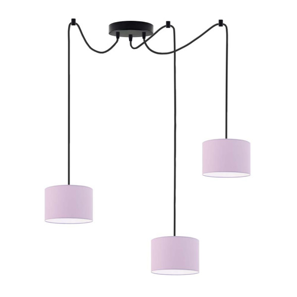 Lampa wisząca z kloszem WAIKIKI W3 Czarny - Jasny Fioletowy 879910