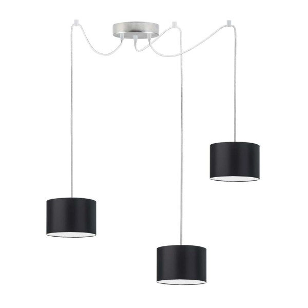 Lampa wisząca z kloszem WAIKIKI W3 Stal Szczotkowana - Czarny 879961