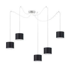 Lampa wisząca z kloszem WAIKIKI W5 Stal Szczotkowana – Czarny 883564 Lampa wisząca z kloszem WAIKIKI W5 Stal Szczotkowana – Czarny 883564