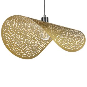 Lampa wisząca z metalowym kloszem złota 384959 Lampa wisząca z metalowym kloszem złota 384959