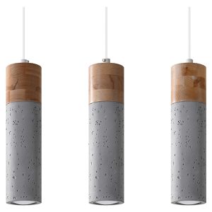 Lampa wisząca Zane 3-punktowa betonowa szara 52555 Lampa wisząca Zane 3-punktowa betonowa szara 52555