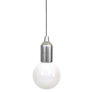 LAMPA WISZĄCA Żarówka srebrna L 110 cm mleczny klosz 716088 LAMPA WISZĄCA Żarówka srebrna L 110 cm mleczny klosz 716088