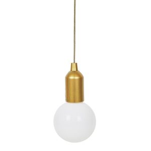 LAMPA WISZĄCA Żarówka złota L 110 cm mleczny klosz 716080