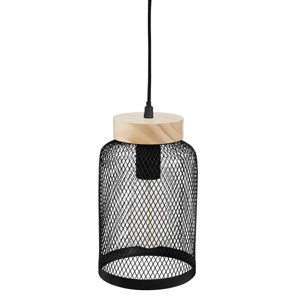 LAMPA WISZĄCA Zely czarna METALOWY KLOSZ siatka 438645