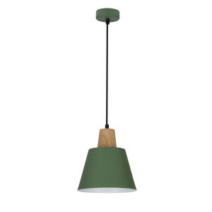 Lampa wisząca zielona – jasne drewno FARO 1xE27x40W Candellux 924203