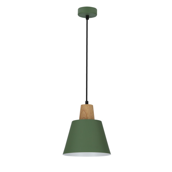 Lampa wisząca zielona - jasne drewno FARO 1xE27x40W Candellux 924203