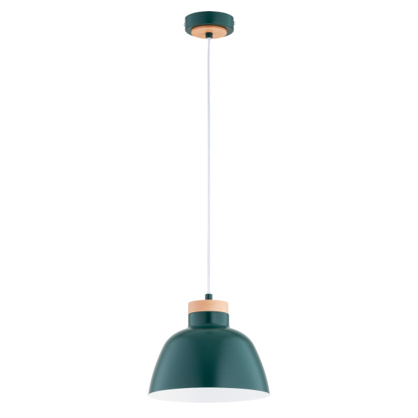Lampa wisząca zielona - jasne drewno LORIEN 1xE27x15W wym: 90x23x23 cm Alfa 841976