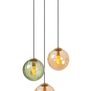 Lampa wisząca zielono-bursztynowy-czarna MONSARAZ 3xE27x40W Lucide 850417 Lampa wisząca zielono-bursztynowy-czarna MONSARAZ 3xE27x40W Lucide 850417
