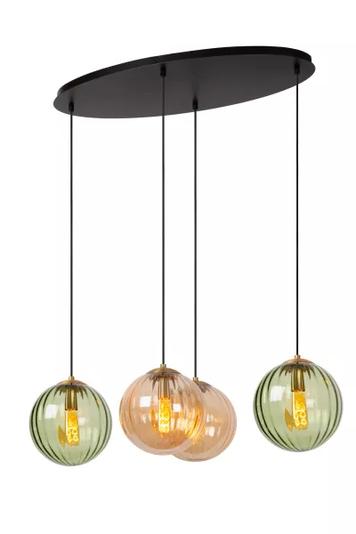 Lampa wisząca zielono-bursztynowy-czarna MONSARAZ 4xE27x40W Lucide 850149
